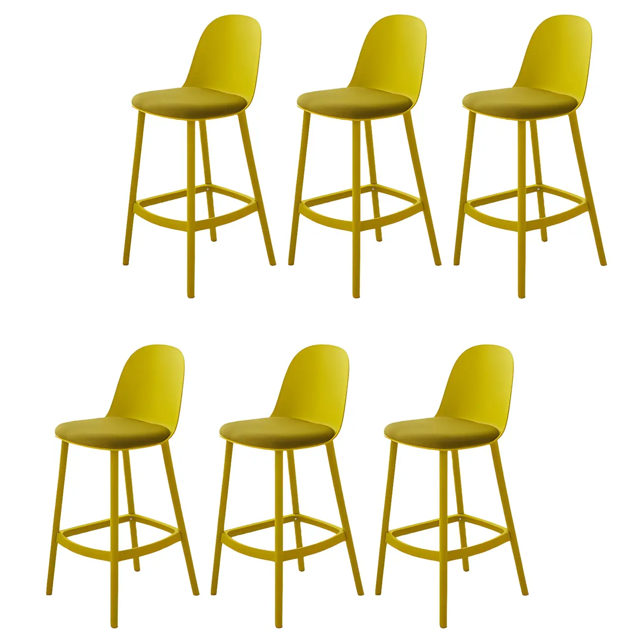 Modern Plastic Upholstered Bar Stool with Footrest