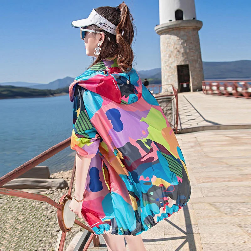 Hulianfu Female Summer New Camouflage Thin Sun Protection Clothing Women Short Anti-Ultraviolet Korean Sun Protection Clothing - Deanwangkt