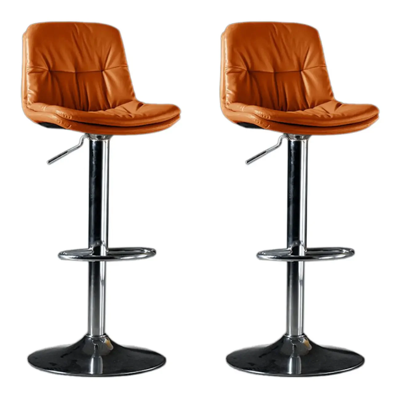 Adjustable Leather Low Back Swivel Bar Stool