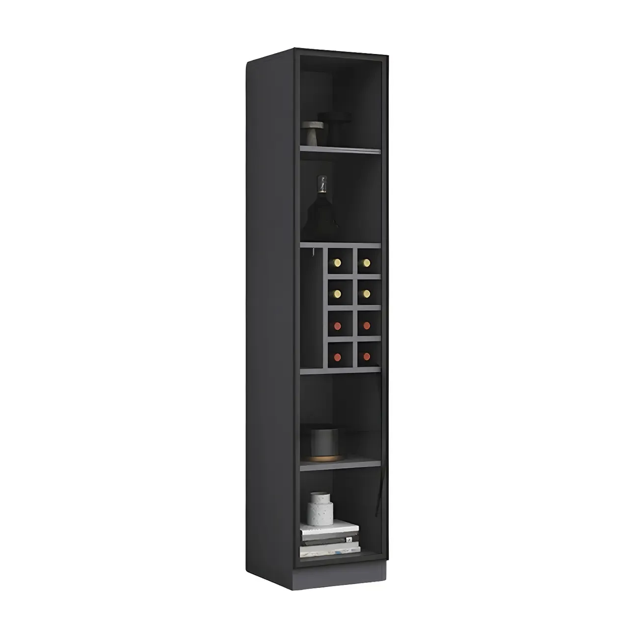 Lighting Modern Freestanding Black Wooden Wine Cabinet