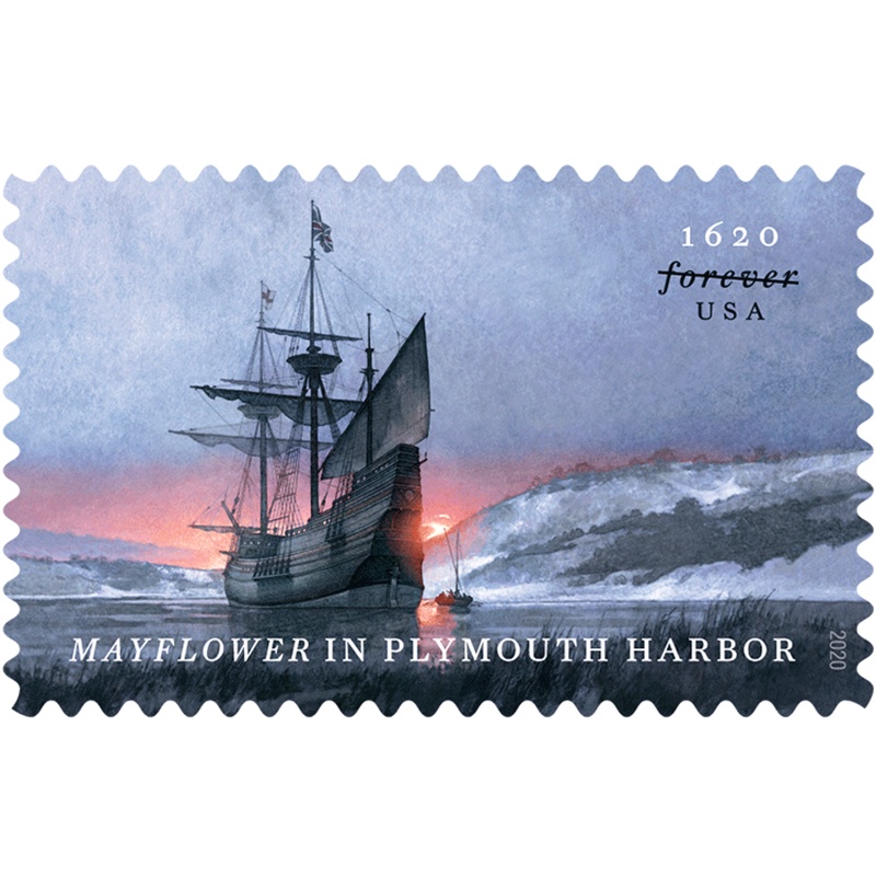 Mayflower in Plymouth Harbor 2020, (Sheet of 20) - TWENTYSTAMPS