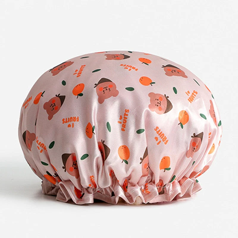 HULIANFU Women Hair Cap Hat Supplies Bathroom Double Layer Shower Waterproof Thick Cover Accessories - Deanwangkt