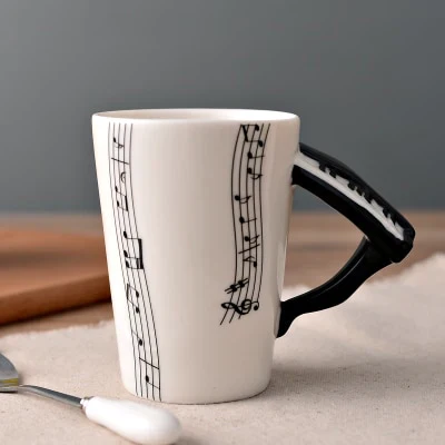 HULIANFU Novelty Music Note Cup Ceramic Guitar Coffee Mugs Personality Tea/Milk/Juice/Lemon Water Bottle Christmas Birthday Gift - Deanwangkt
