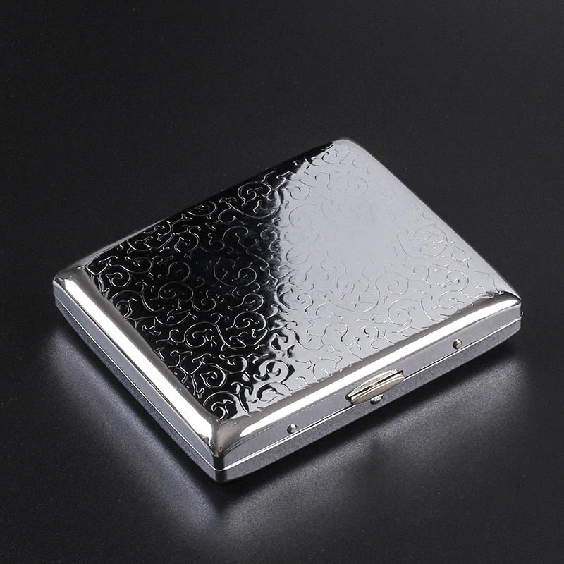 HULIANFU Silver Portable Metal Cigarette Case for Thick Cigarettes Flip Open Traveling Cigarette Container Box Holder Outdoor Smoking1PC - Deanwangkt