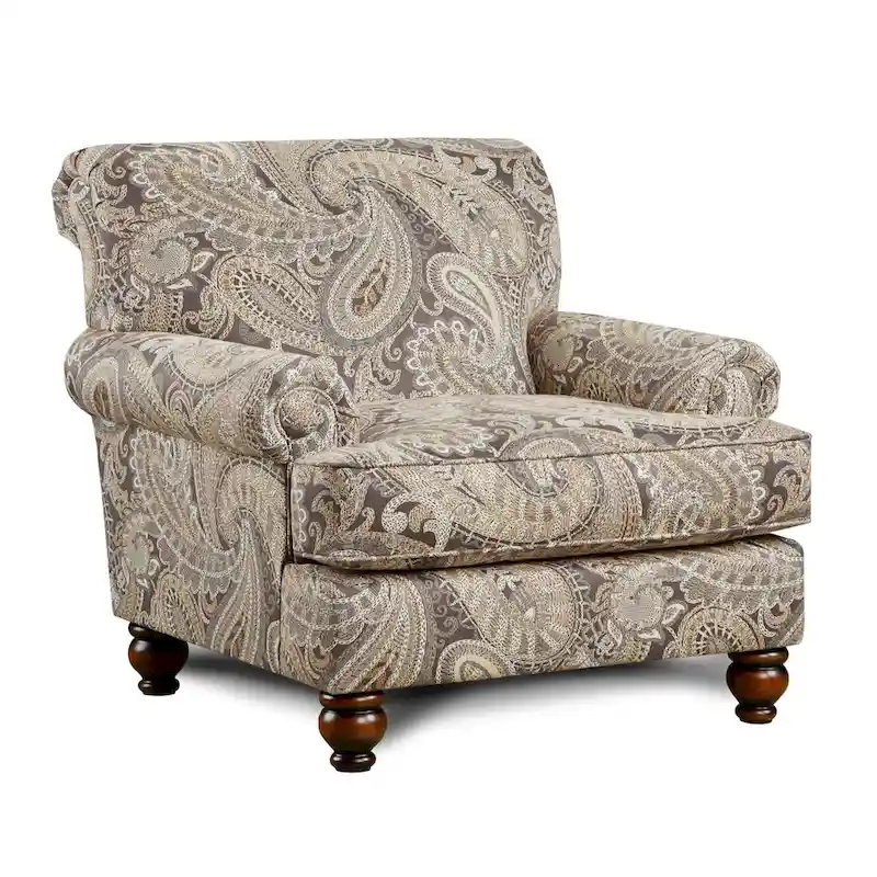 Capernicus Beige Paisley Print Accent Chair