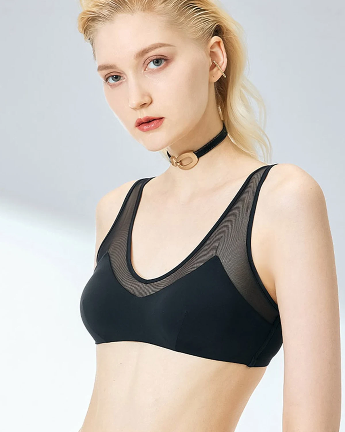 Smooth Seamless Mesh Spliced Comfortable Wireless Bra Underwear for Women, Lightweight Tank-Style Bandeau