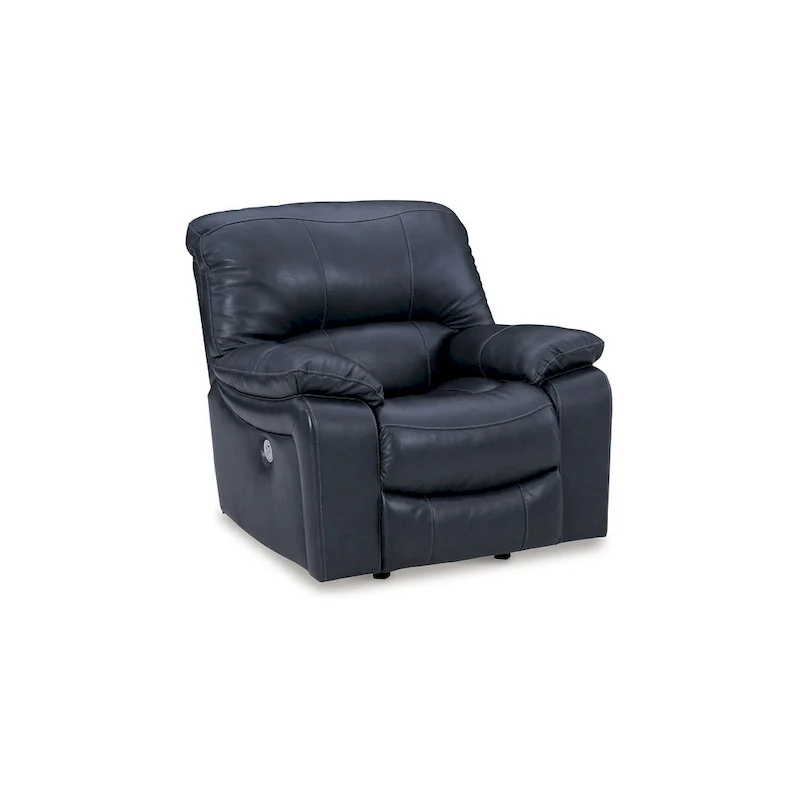 Leesa Power Rocker Recliner Chair, Soft Ocean Blue Leather, USB Port