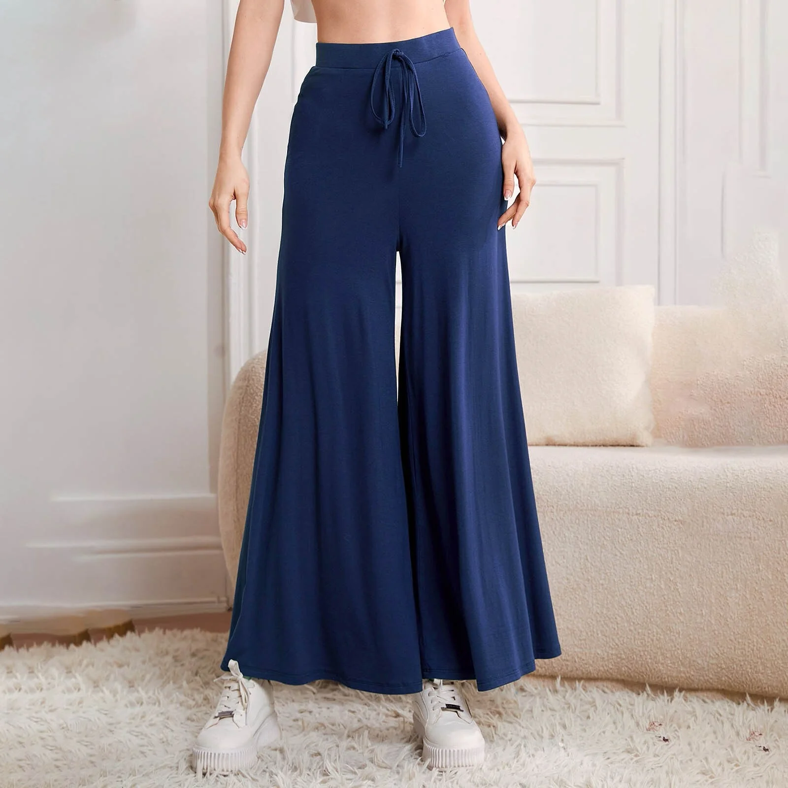 Hulianfu Fashion High Waist Wide Leg Pants For Women Autumn Loose Casual Women' S Pants Pantalon Vintage Long Trousers - Deanwangkt