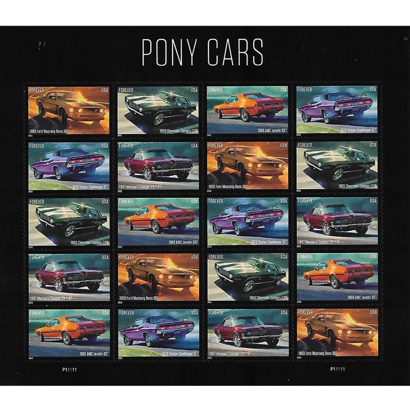 Pony Cars 2022, (Sheet of 20) - TWENTYSTAMPS
