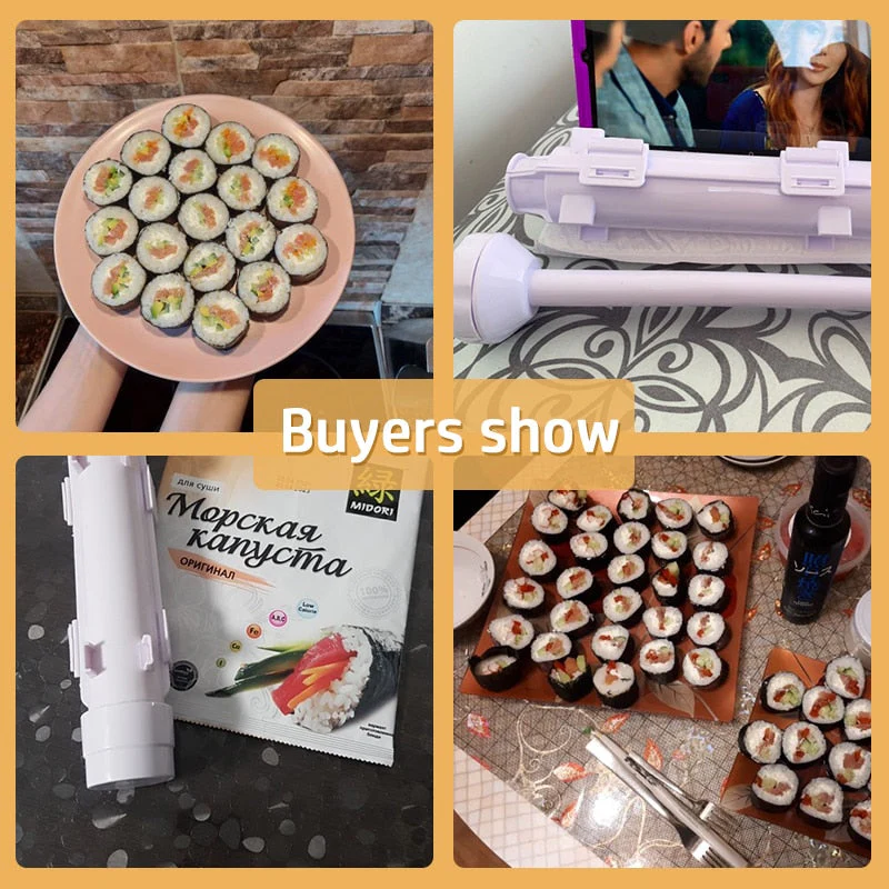 HULIANFU Sushi Maker Roller Rice Mold Bazooka Vegetable Meat Rolling Tool DIY Sushi Making Machine Kitchen Accessories Sushi Tool - Deanwangkt