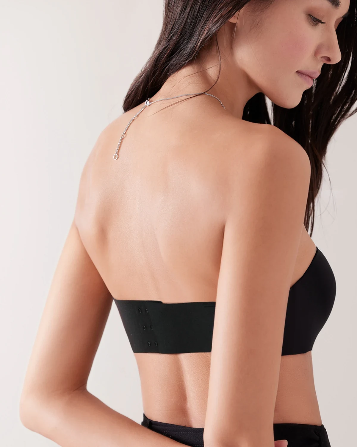 Mulberry silk and modal blend smooth seamless added coverage bandeau for women, one-piece tube top, silk bra with U-back design