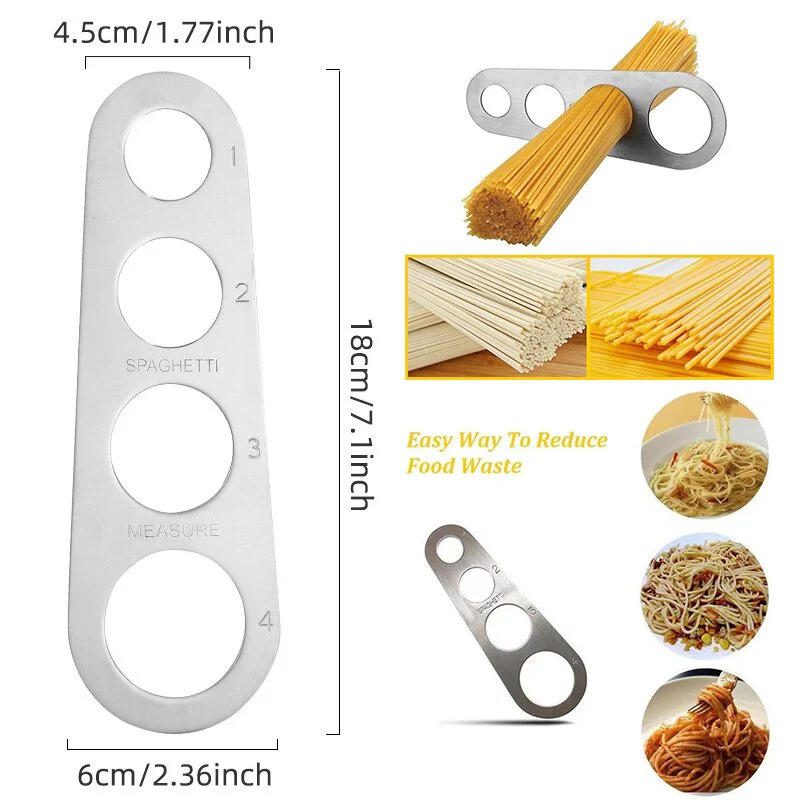 HULIANFU Stainless Steel Spaghetti Ruler Pasta Measuring Device Spaghetti Kitchen Gadget 4-hole Rice Noodle Measuring Device Pasta Cutter - Deanwangkt