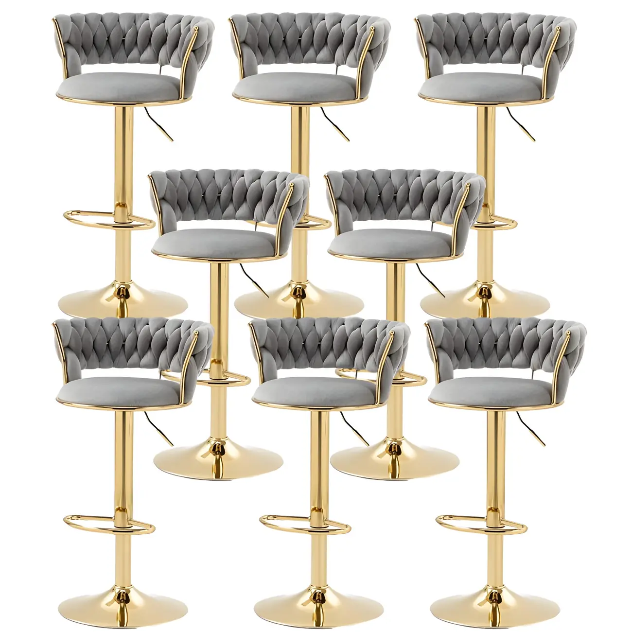 Gold Base Low Back Adjustable Swivel Bar Stool