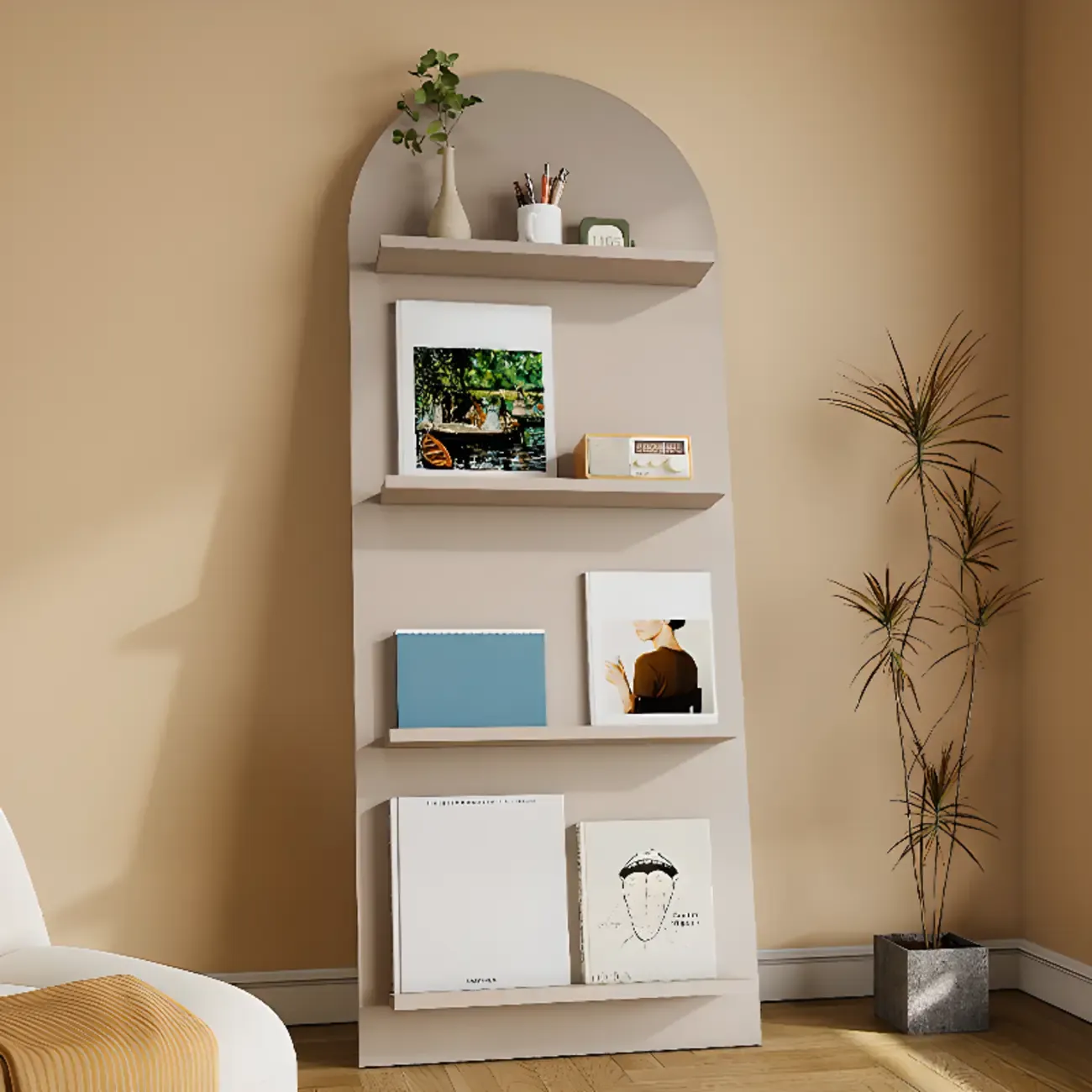 Scandinavian Solid Wood 4-Tier Ladder Bookcase