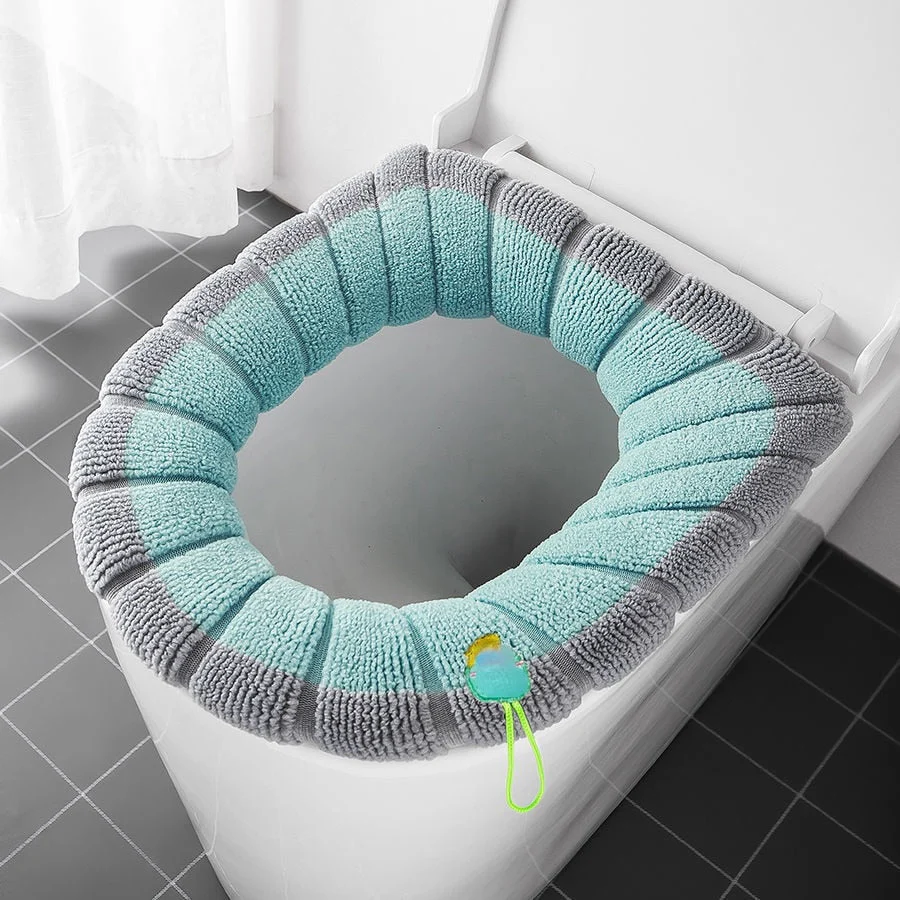 HULIANFU Winter Warm Toilet Seat Cover Closestool Mat 1Pcs Washable Bathroom Accessories Knitting Pure Color Soft O-shape Pad Bidet Cover - Deanwangkt