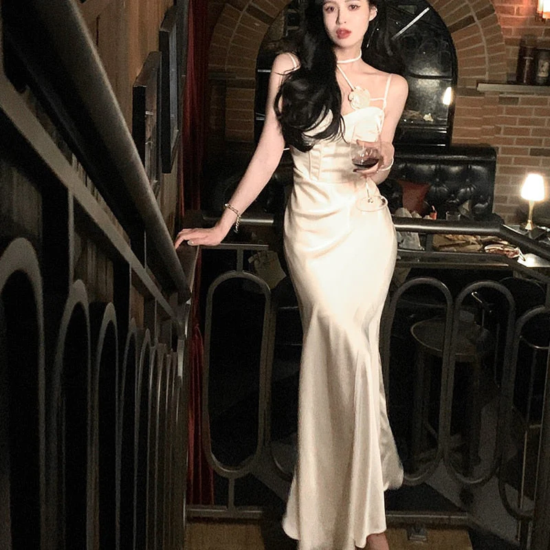 Hulianfu Sexy Sleeveless Spaghetti Strap Evening Party Prom Elegant Backless Floral Long Maxi Wedding Dresses for Women Female Summer New - Deanwangkt