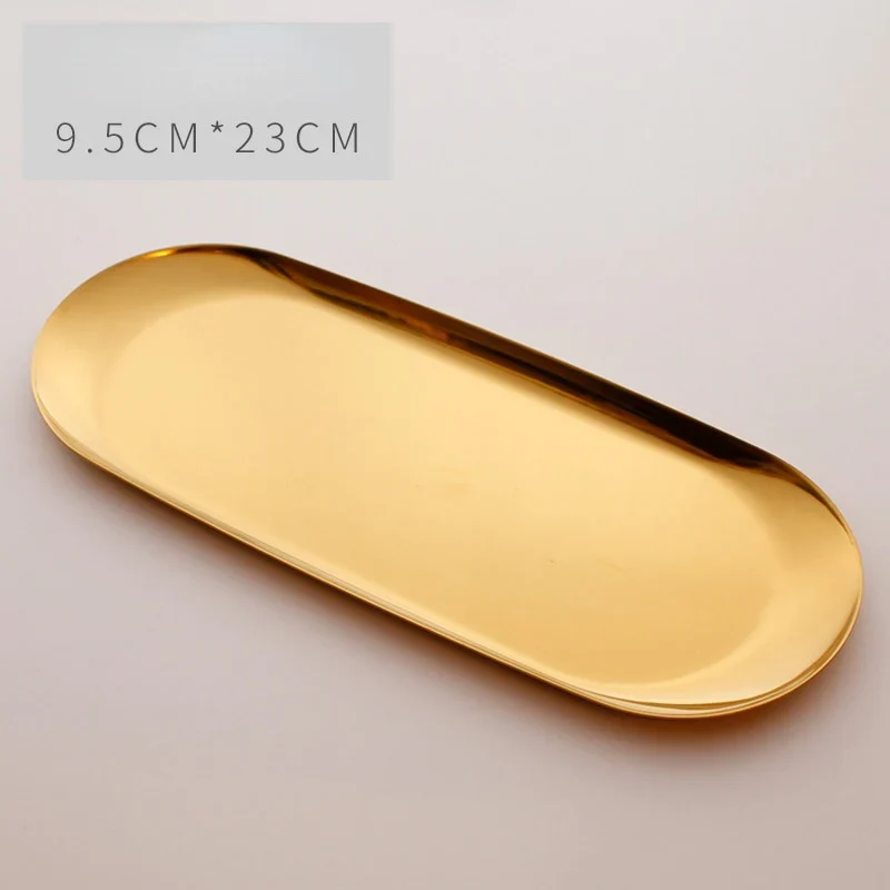 HULIANFU Nordic Oval Electroplated Metal Stainless Steel Swing Plate Creative Home Decoration Fruit Tray Tea Tray Storage Tray - Deanwangkt