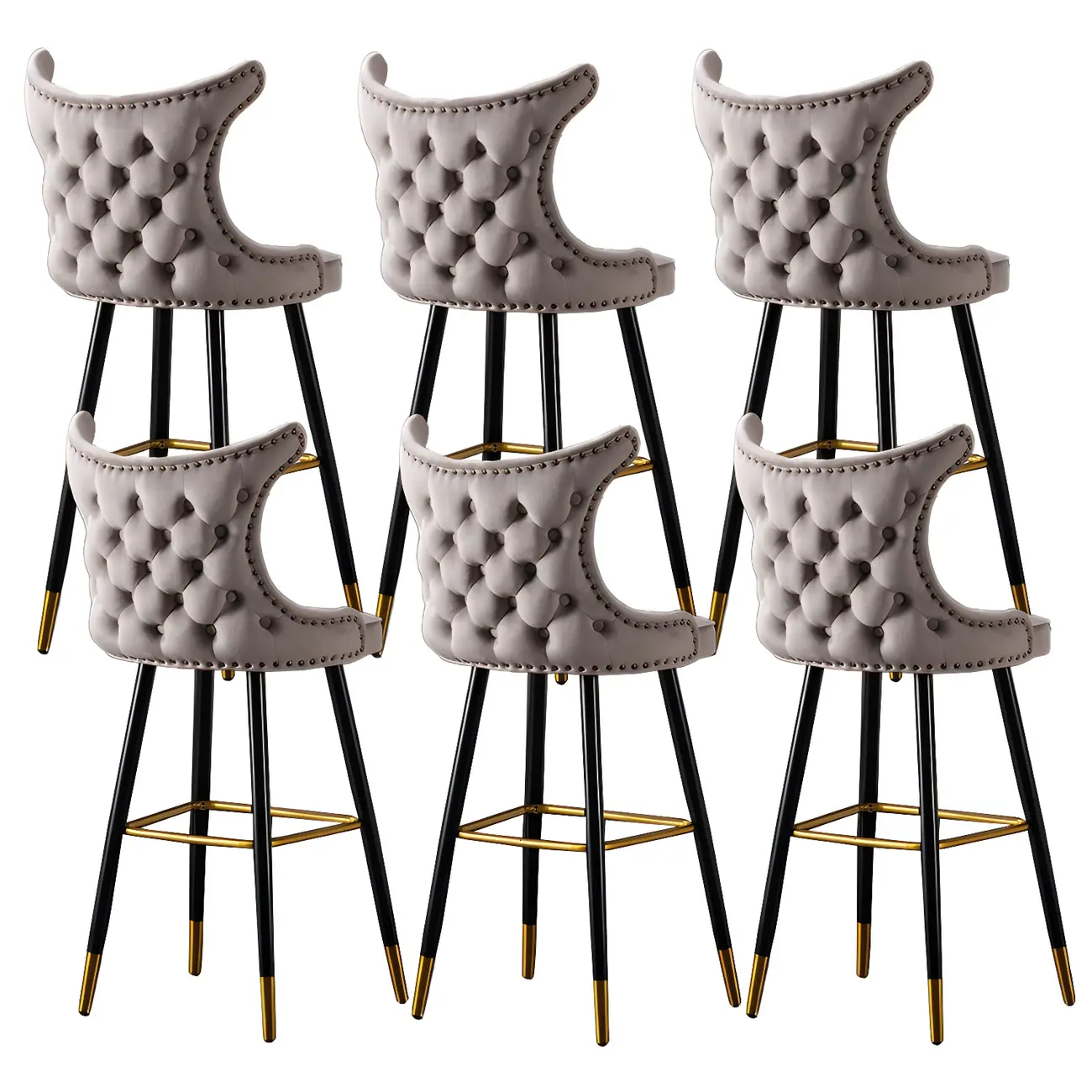 Velvet Upholstered Wingback Counter Height Bar Stools