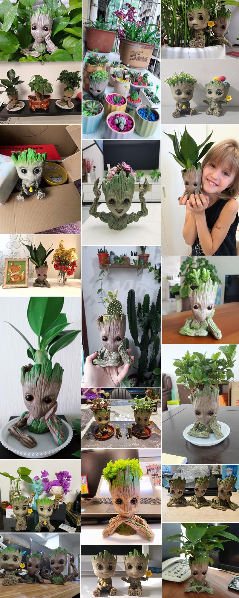 HULIANFU Strongwell Home Decoration Flower Vase Miniature Model Succulent Flower Pots Desktop Display Figurines Baby Groot Artware Gifts - Deanwangkt