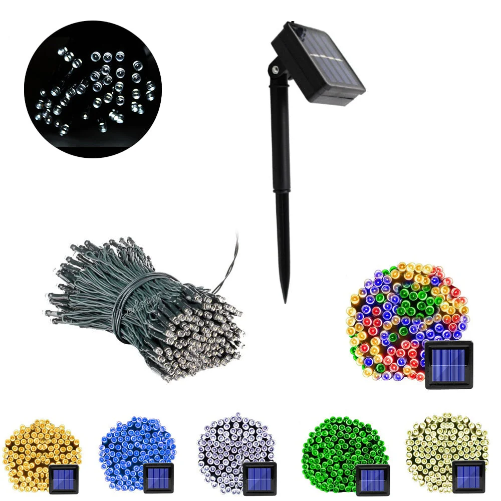 HULIANFU Solar String Fairy Light 200/100 LED Waterproof Outdoor Garland Solar Power Street Lamp Festoon Christmas Party For Garden Decor - Deanwangkt