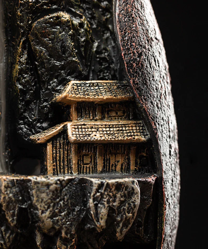 HULIANFU Mountain River Waterfall Incense Burner Creative Home Decor Incense Holder Portable Resin Smoke Backflow Censer Handicrafts - Deanwangkt
