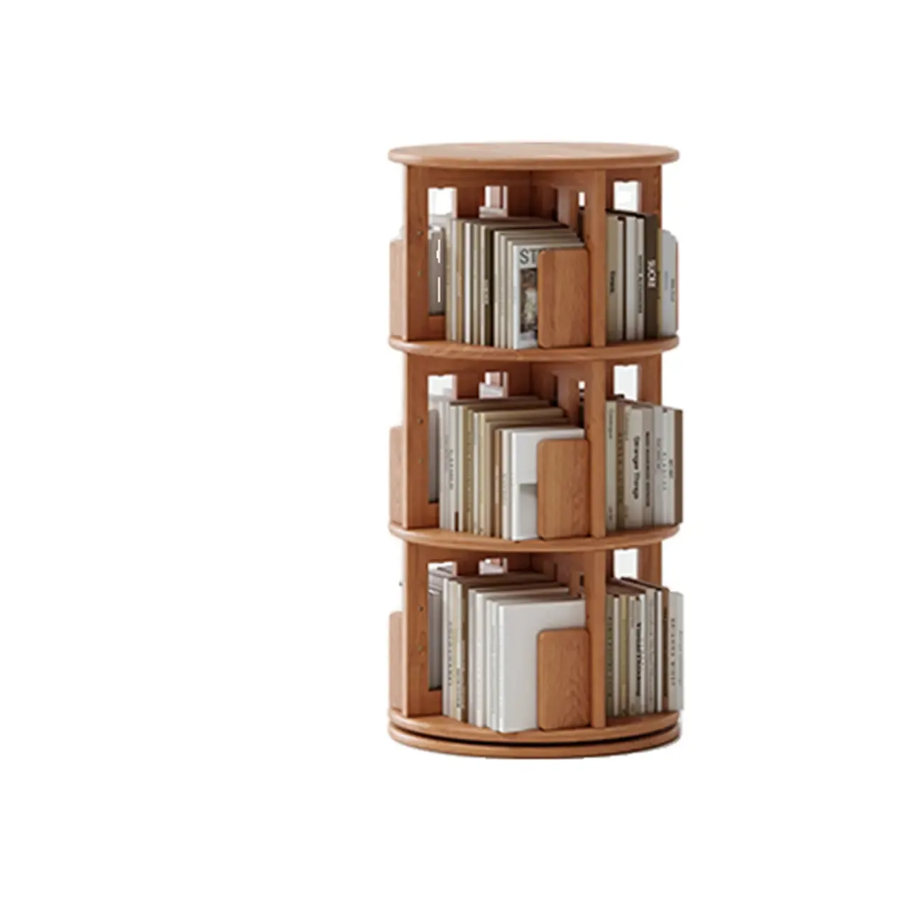 Swivel Rubberwood Vertical Open Back Bookcase with Drawer