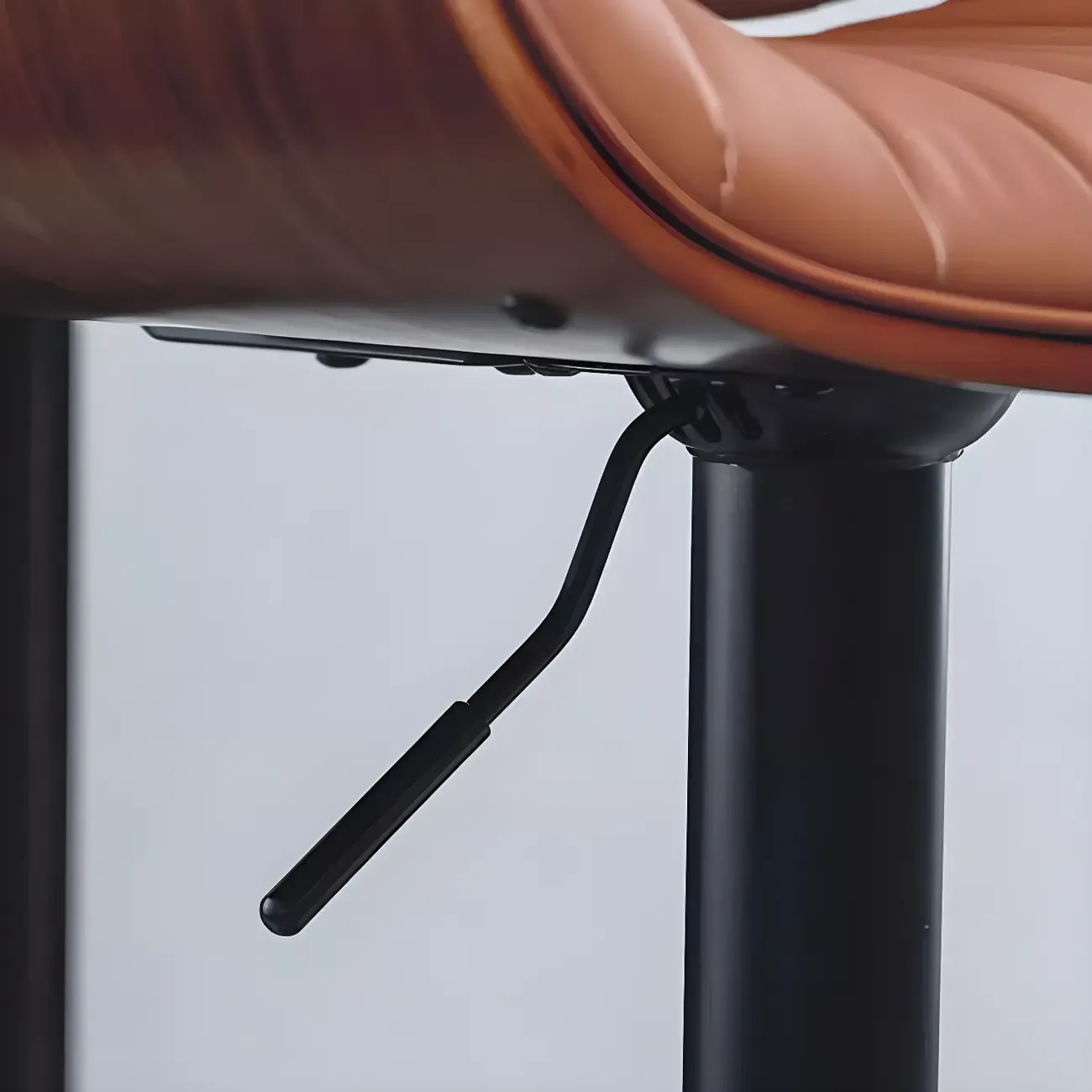 Elegant Wood Leather Red Swivel Adjustable Bar Stool