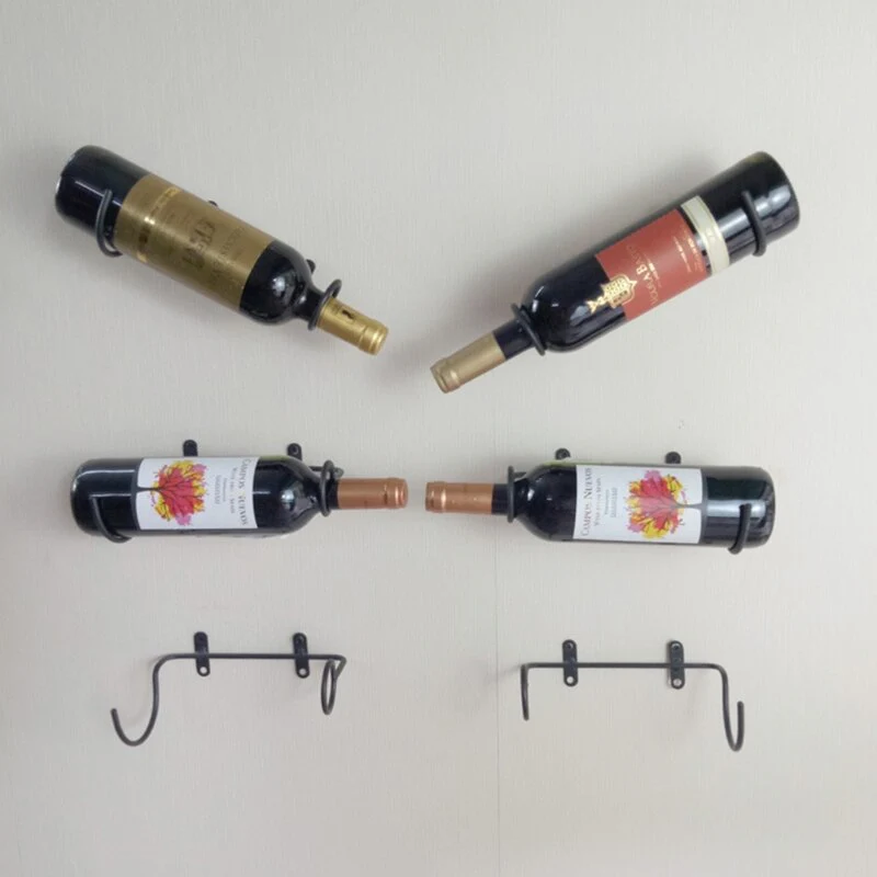 HULIANFU Wine Bottle Rack Wall Mount Wine Display Shelf Bracket Single Champagne Storage Organizer for Kitchen Bar - Deanwangkt