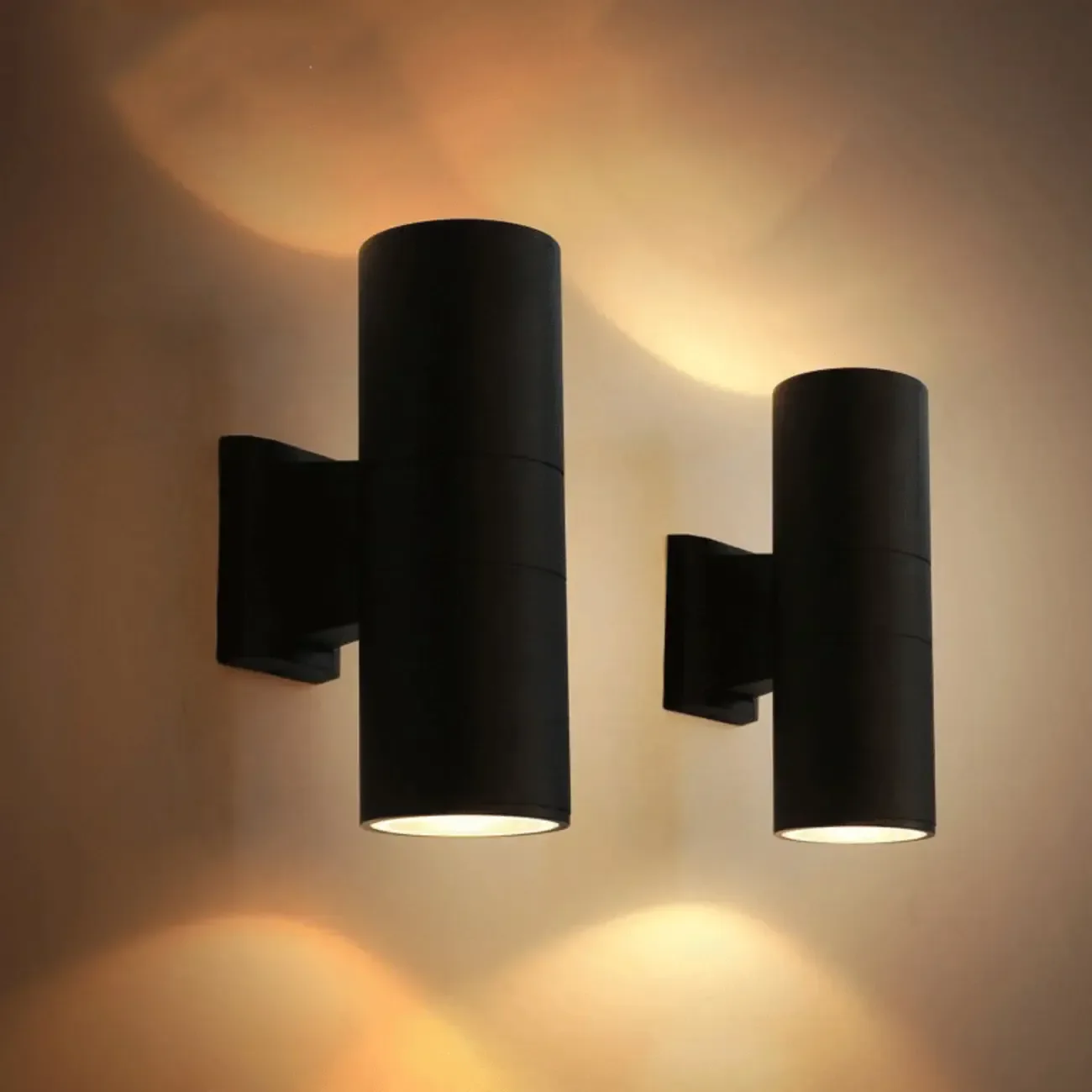 Modern Metal Black Cylinder Up Down Outdoor Wall Sconce