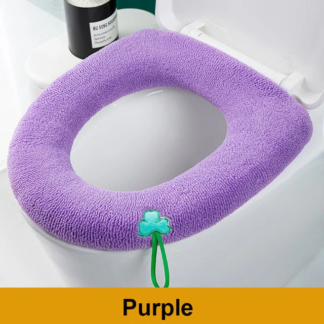 HULIANFU Winter Warm Toilet Seat Cover Closestool Mat 1Pcs Washable Bathroom Accessories Knitting Pure Color Soft O-shape Pad Bidet Cover - Deanwangkt