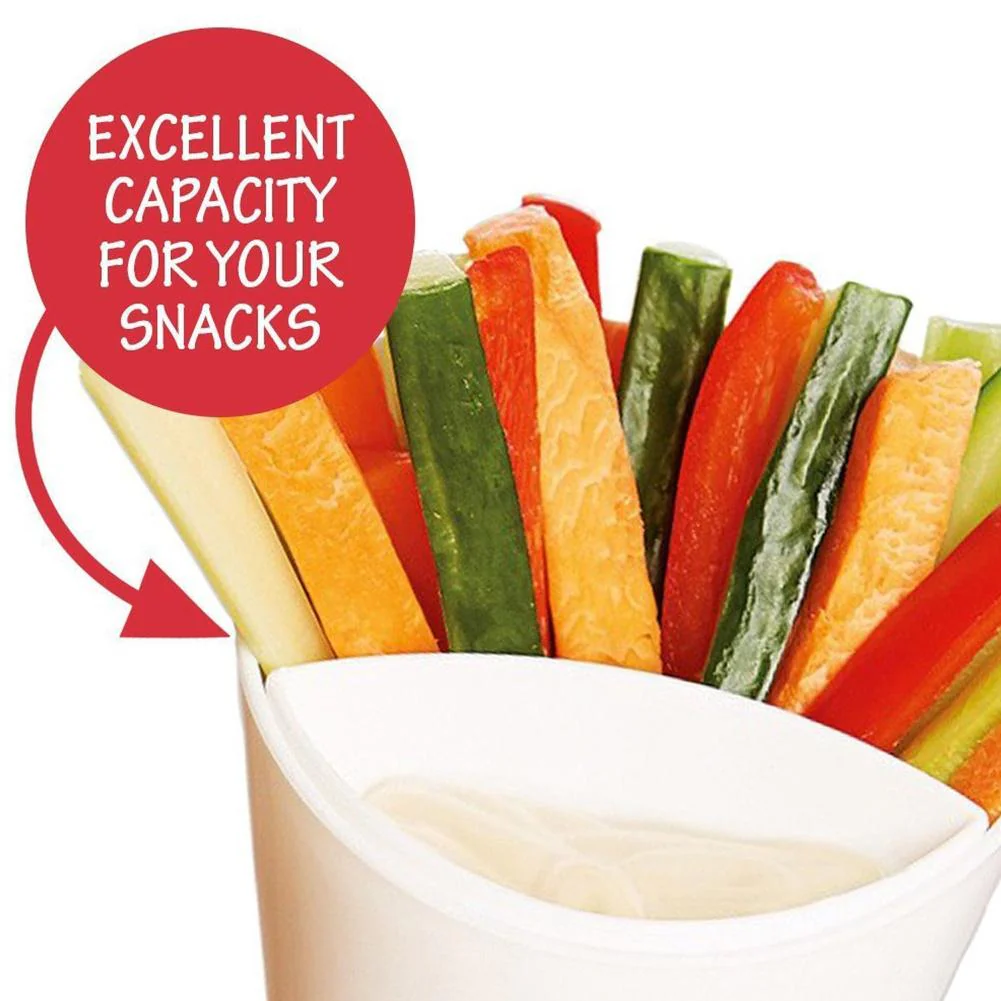 HULIANFU Plastic Cup Self Stand 2 in 1  French Fries Shelf Holder Assorted Sauce Chips Snack Cone Dip Cup Tableware Two Cup-mouth Kitchen - Deanwangkt