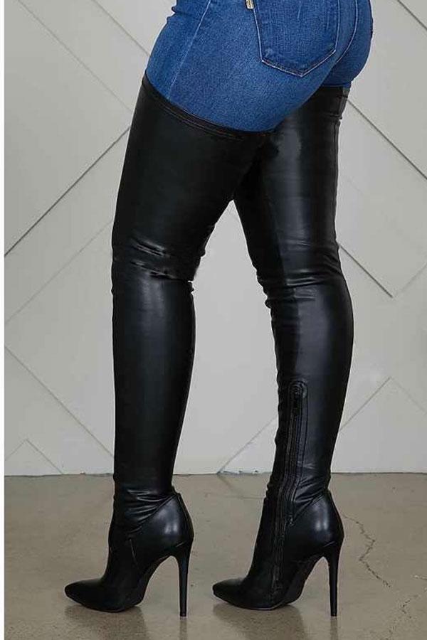 hulianfu Solid Color High Heels Modern Zip Through Boots - Deanwangkt