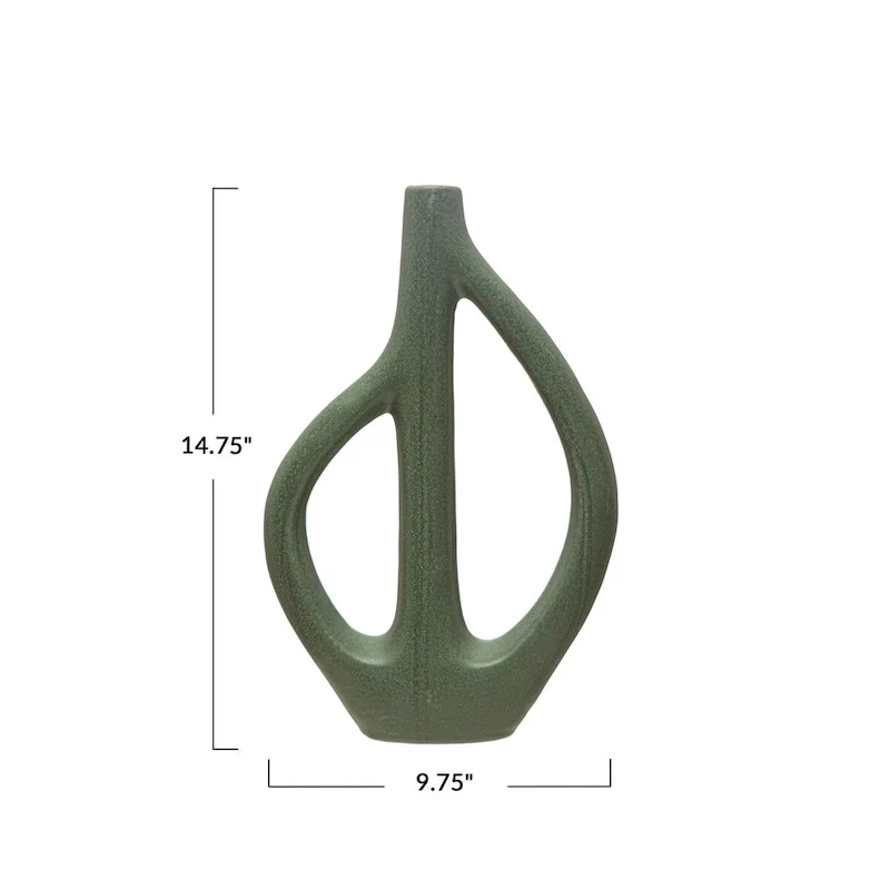 Stoneware Sculptural Vase with Teardrop Handles