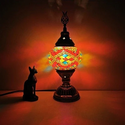 HULIANFU Turkish mosaic table Lamp vintage art deco Handcrafted lamparas de mesa mosaic Glass romantic bed light lamparas con mosaicos - Deanwangkt