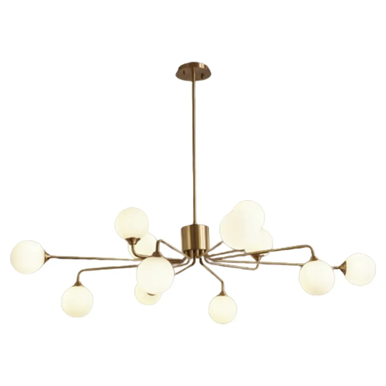 Adjustable Brass Modern Globe Glass Sputnik Chandelier