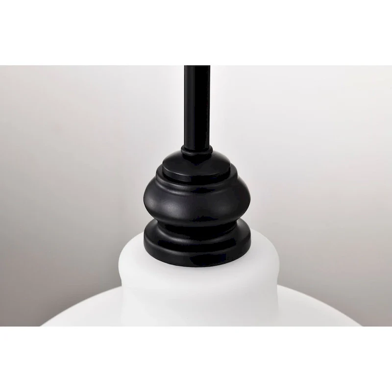 Russel 14 Inch Pendant Matte Black with Satin White Glass - Matte Black