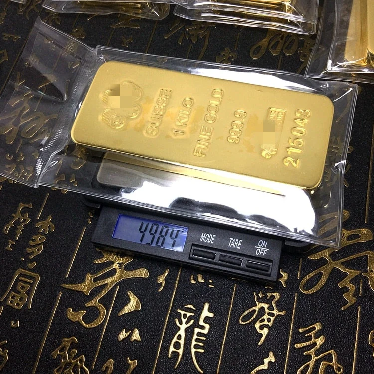HULIANFU Suisse 1kg Gold Bullion Bar Swiss 1000g Pure Copper Inside 999 Fine Gold Plated Gold Bar Ingot Coins For Home Deco Movie Prop - Deanwangkt