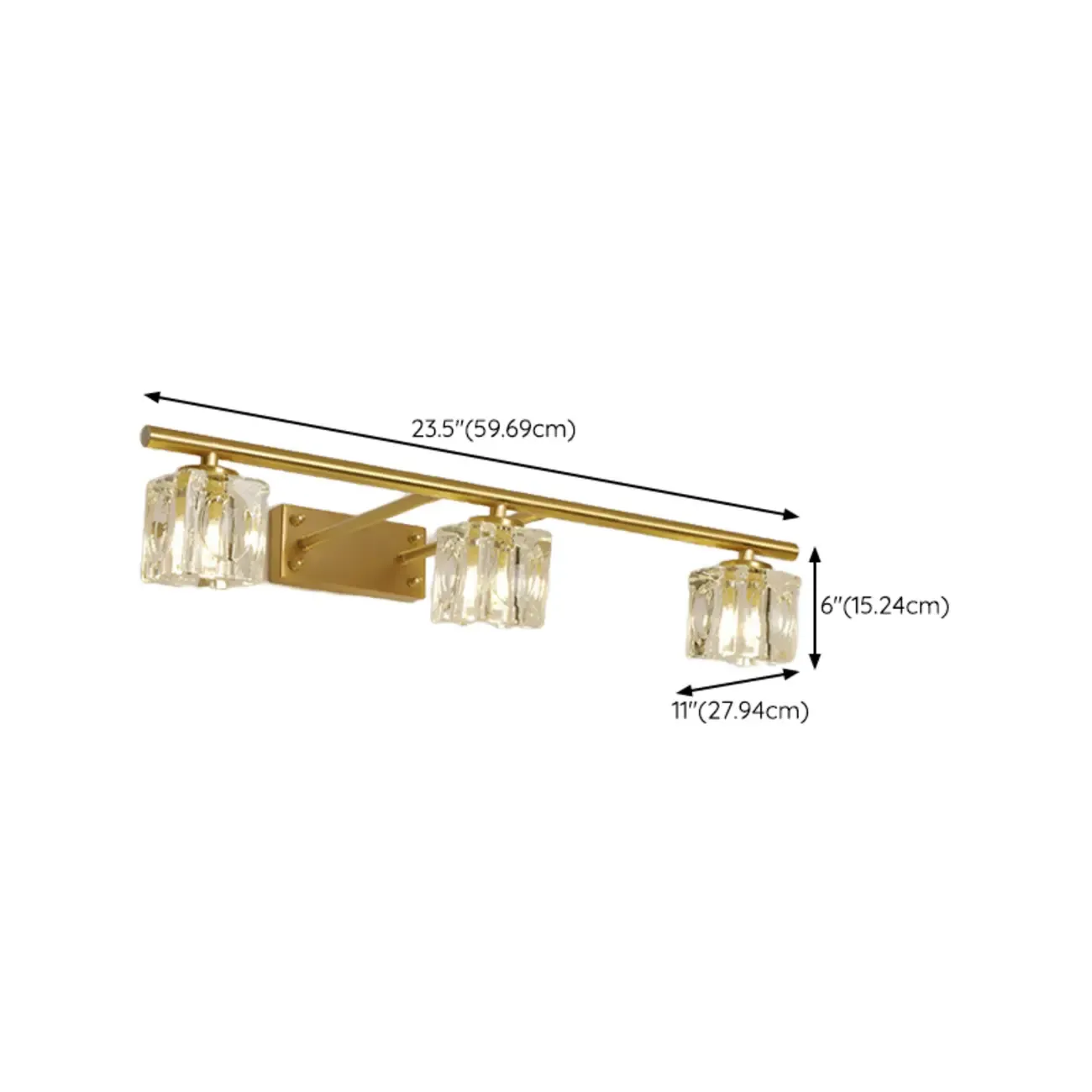 Modern Gold Bathroom Vanity Lights with Clear Crystal Shade