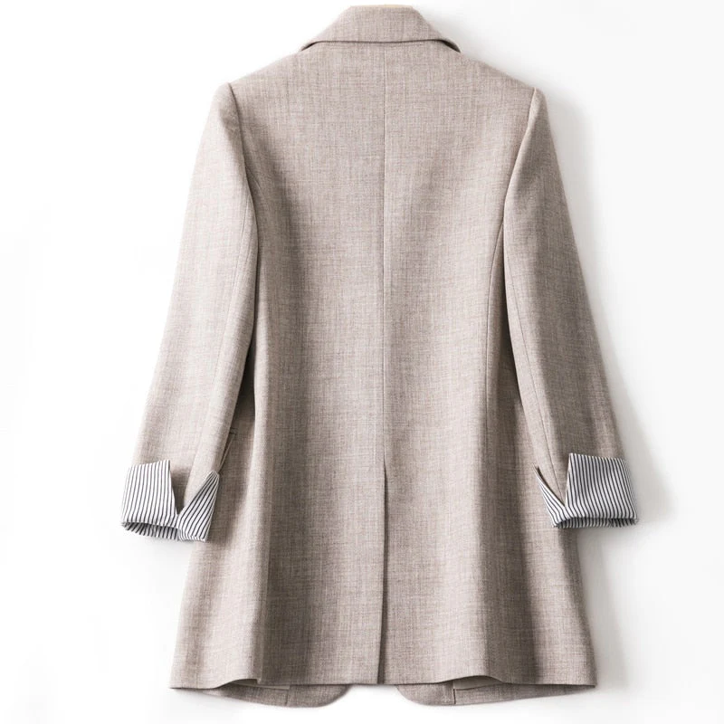Women's Long Sleeved Spring Casual Blazer New Fashion Business Solid Color Blazer Women's Office Blazer Women's Coat Jacket - Deanwangkt