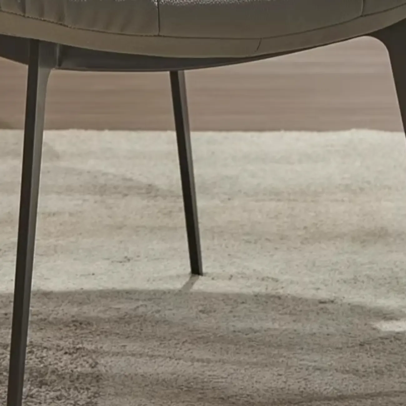 Modern Leather Low Back Dining Chair with Metal Legs