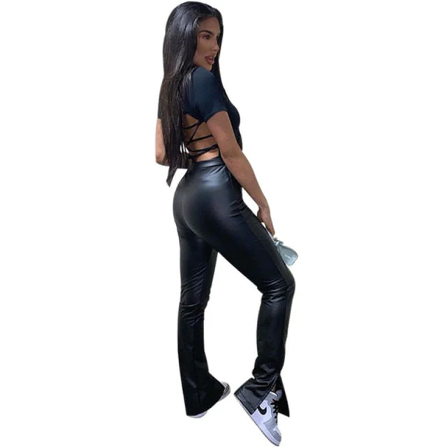 Spring Women Pu Leather Pants Black Sexy Stretch Bodycon Trousers High Waist Long Casual Pencil S-3XL Winter - Deanwangkt