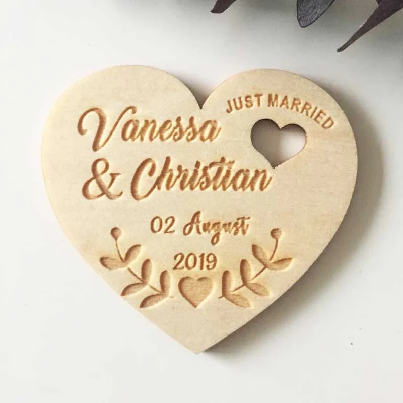 HULIANFU Personalized Wedding Laser Heart Save the Date Magnets,Custom wood rustic save the date,party favors gifts - Deanwangkt