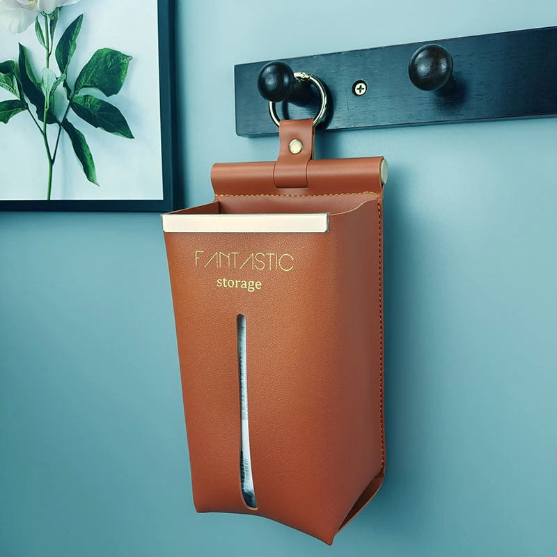 HULIANFU Leather PU Tissue Box Simple Toilet Tissue Bag Car Tissue Holder Removable Hanging Home Decorative Tissue Cover Kitchen Storage - Deanwangkt