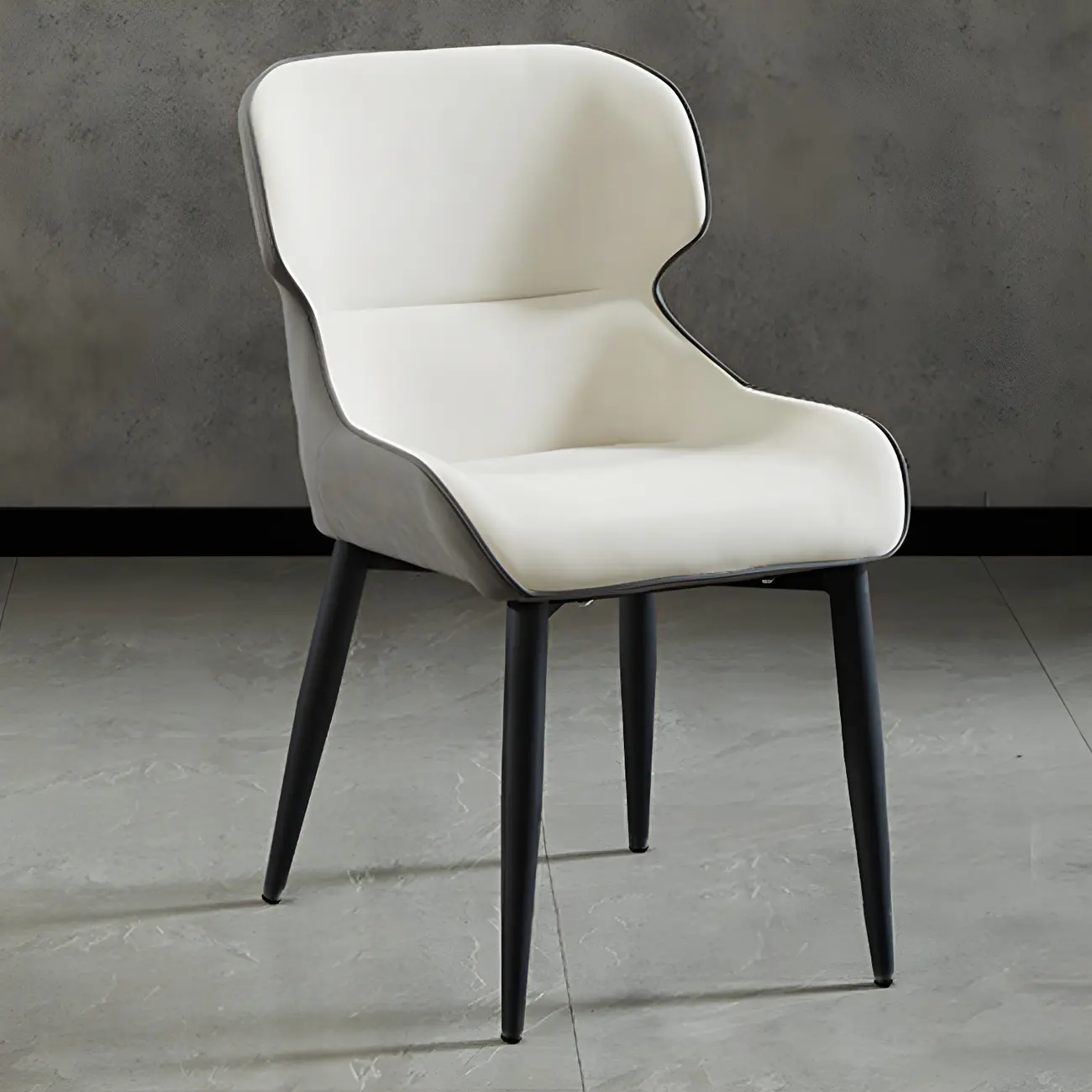 Scandinavian Leather Wingback Upholstered Dining Chair