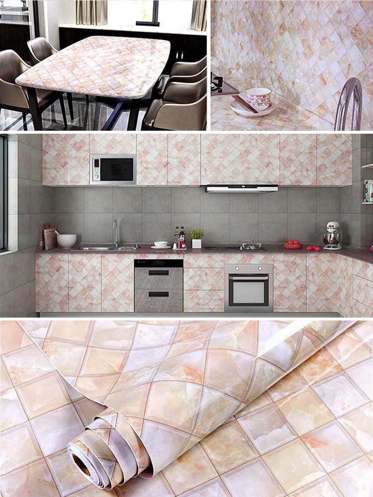 HULIANFU 「Elvesmall」Marble Wallpaper Rolls for Kitchen Furniture Refurbish Room Decor Wall Decorative Vinyl Self Adhesive Wall Stickers Home Decor - Deanwangkt