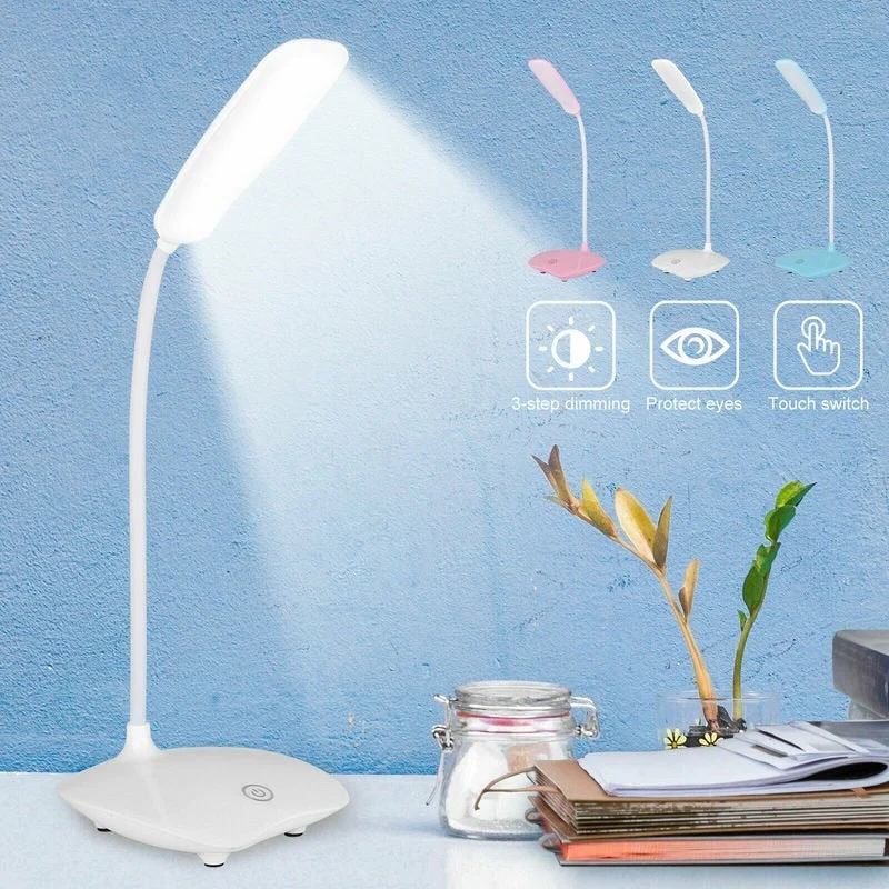 HULIANFU LED Table Lamp USB Rechargeable Dimmable Desk Reading Light Foldable Rotatable Touch Switch Study Work Bedroom Table Lamps - Deanwangkt
