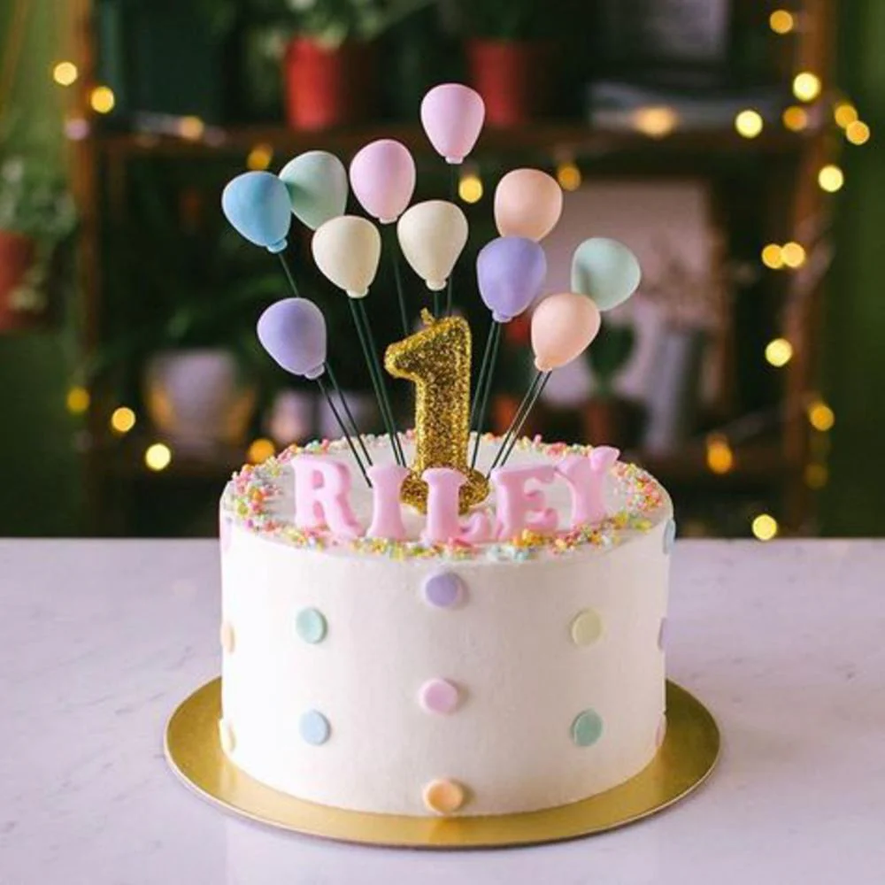HULIANFU Soft Clay Number Balloon Cake Birthday Topper 1st Birthday Party Decorations Kids Baby Shower Girl  Happy Birthday Cake Topper - Deanwangkt