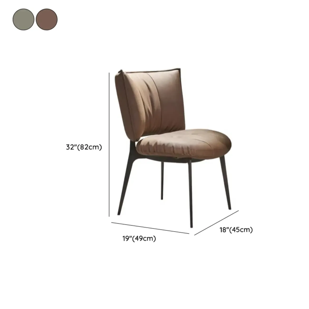 Modern Leather Low Back Dining Chair with Metal Legs