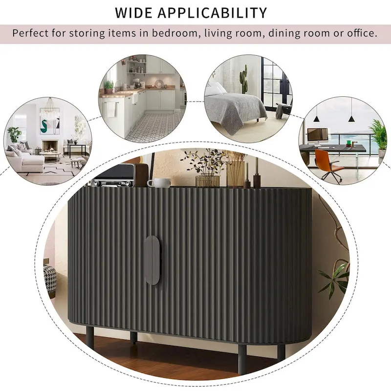 Curved Design Light Luxury Sideboard with Adjustable Shelves