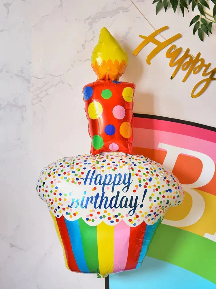 HULIANFU New large cake gift box donut popcorn shape aluminum film balloon wedding celebration birthday party scene decoration - Deanwangkt
